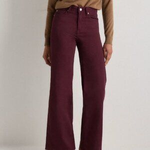 Quince Bella Stretch Wide Leg Jeans Wine Red 24 x 30